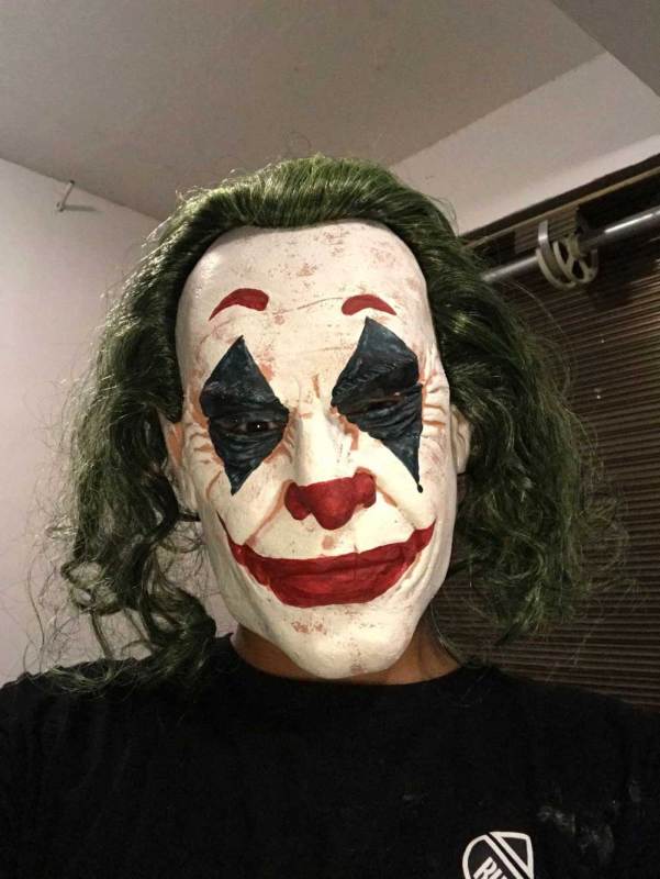 Joker Face Mask With Wig Movie Batman The Dark Knight Halloween Cosplay