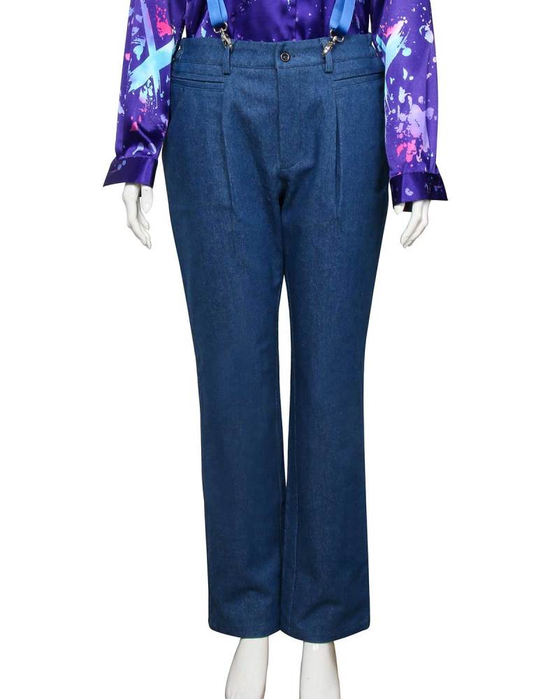 Stranger Things Season 3 Eleven Cosplay Costume Adult Purple Shirt Suspender Pants In Stock-Takerlama
