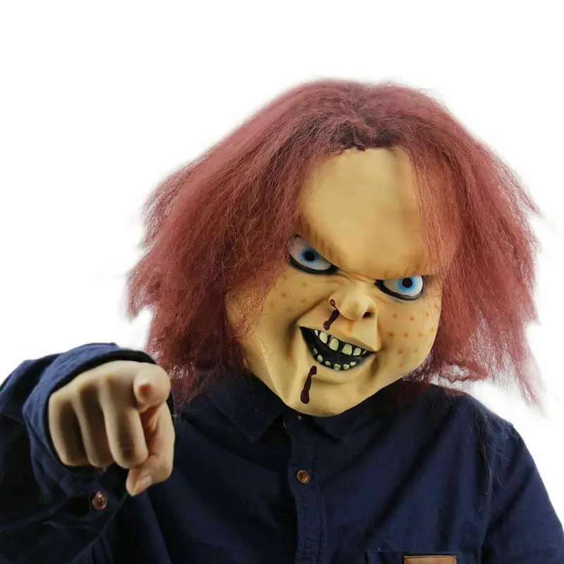 Child's Play Chucky Cosplay Latex Face Mask Wig Halloween Cosplay Props In Stock Takerlama