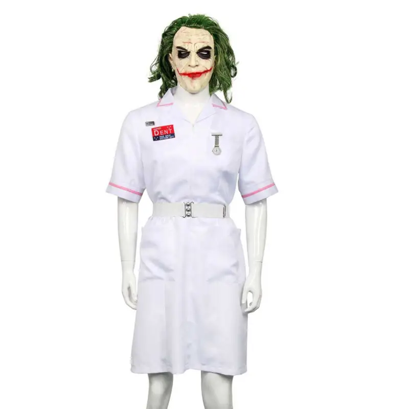 Joker Nurse.Dress Heath Ledger Cosplay Costume With Mask Wig Batman Dark Knight Takerlama (Ready To Ship)
