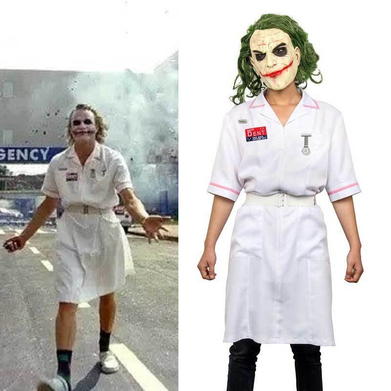 Joker Nurse.Dress Heath Ledger Cosplay Costume With Mask Wig Batman Dark Knight Takerlama (Ready To Ship)