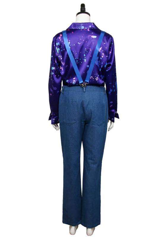 Stranger Things Season 3 Eleven Cosplay Costume Adult Purple Shirt Suspender Pants In Stock-Takerlama