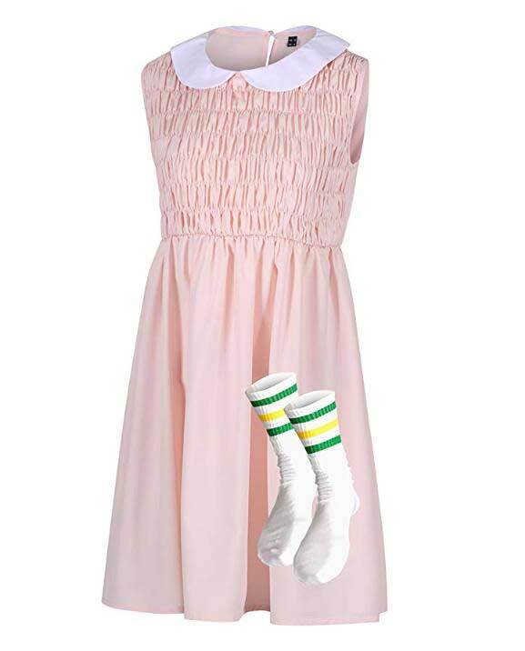 Stranger Things Season 1 Eleven Cosplay Pink Dress Women Halloween 11 Costume In Stock