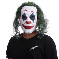 Joker Face Mask With Wig Movie Batman The Dark Knight Halloween Cosplay