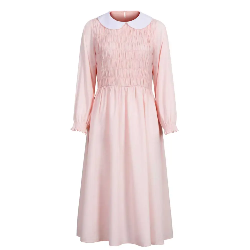 Eleven Girl's Pink Dress Stranger Things Season 1 Beading Cosplay Costume With Socks Eleven Girl's Pink Dress Stranger Things Season 1 Beading Cosplay Costume With Socks