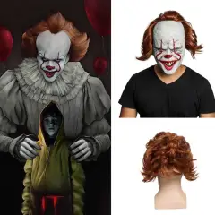 Pennywise Halloween Cosplay Latex Mask Stephen King's Costume Wig It Chapter 2 (Ready to Ship)