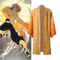 Adults Demon Slayer Agatsuma Zentisu Cosplay Costume Cloak Kimetsu no Yaiba Kimono