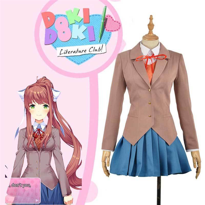 Game Doki Doki Literature Club! Cosplay Costumes Sayori Yuri Natsuki Monika School Uniform