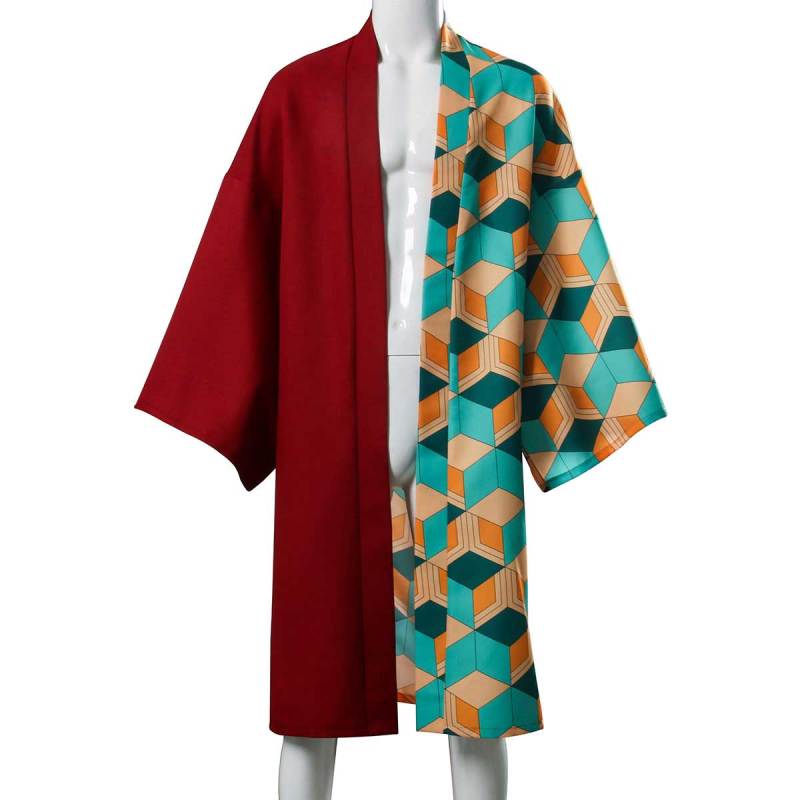 Adult Tomioka Giyuu Plaid Cloak Demon Slayer Kimetsu no Yaiba Kimono In Stock