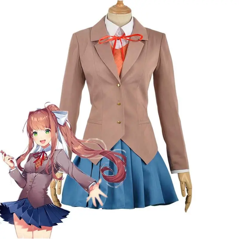 Game Doki Doki Literature Club! Cosplay Costumes Sayori Yuri Natsuki Monika  School Uniform