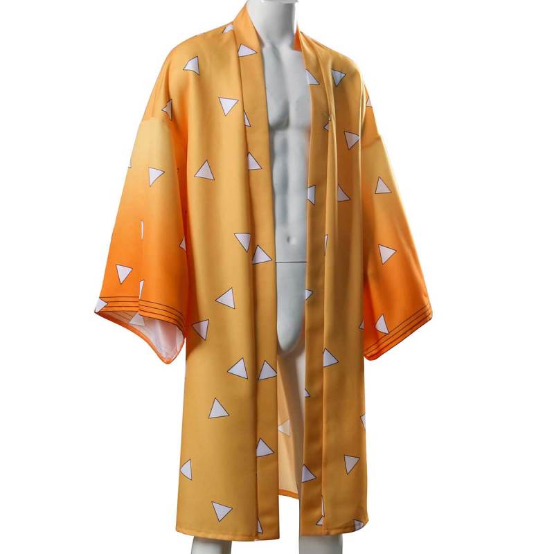 Adults Demon Slayer Agatsuma Zentisu Cosplay Costume Cloak Kimetsu no Yaiba Kimono