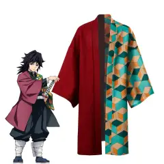 Adult Tomioka Giyuu Plaid Cloak Demon Slayer Kimetsu no Yaiba Kimono In Stock