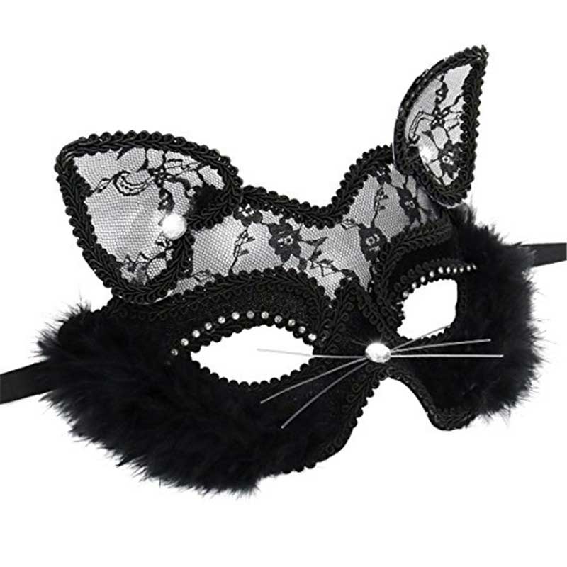 Sexy Lace Black Cat Eye Mask for Carnival Halloween