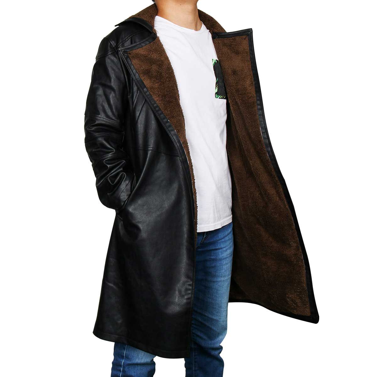 Blade Runner 2049 Officer K Rayan Gosling Lapel Fur Collar Trench Long Cotton Coat