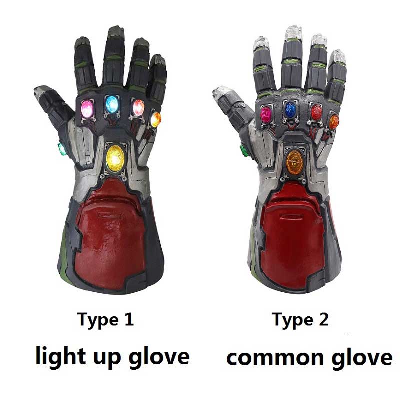 Iron man Gloves Thanos Infinity Gauntlet Marvel Superhero Cosplay Gloves Avengers LED Glove Adult