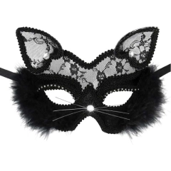 Lace Black Cat Eye Mask for Carnival Halloween In Stock