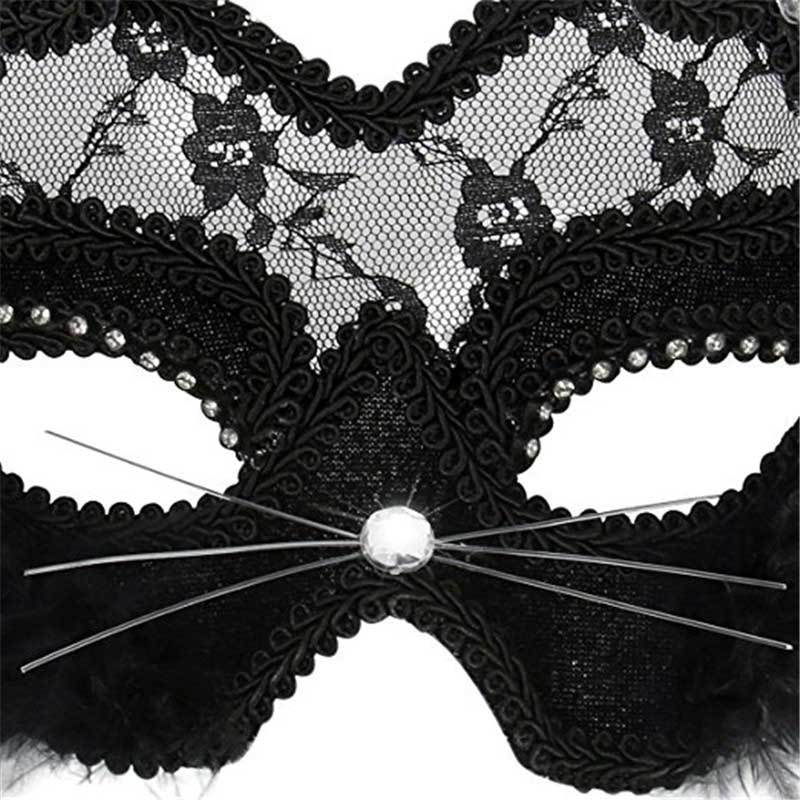 Lace Black Cat Eye Mask for Carnival Halloween In Stock