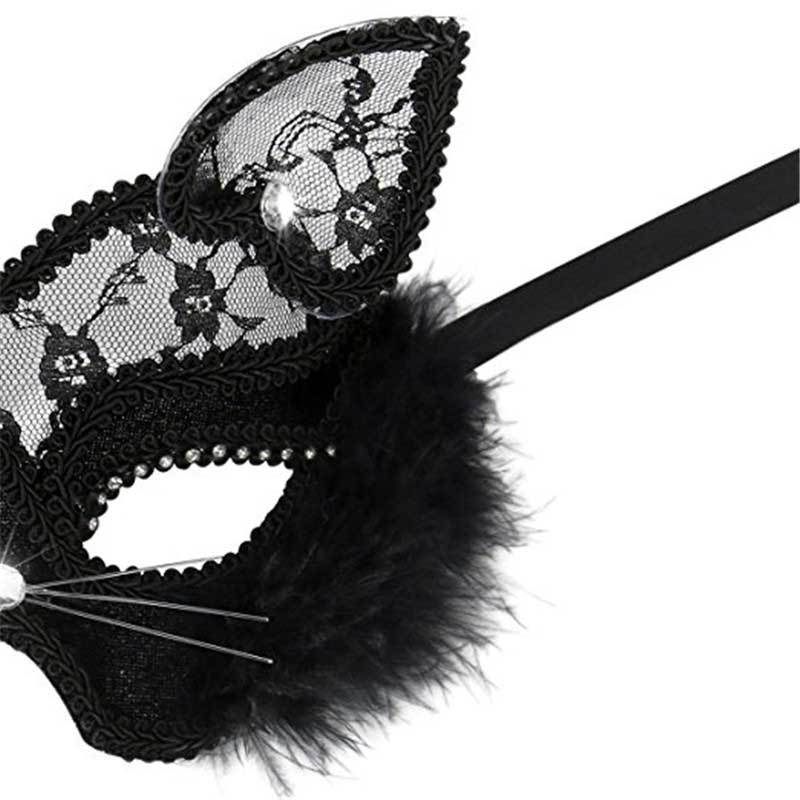 Lace Black Cat Eye Mask for Carnival Halloween In Stock