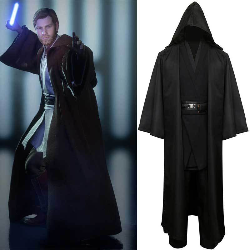 Star Wars Robe Obi Wan Kenobi Jedi Cosplay Costume Outfit Tops Cloak Pant Belt