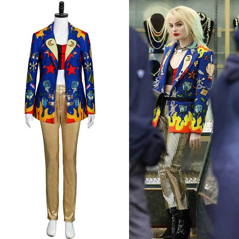 Birds of Prey Harley Quinn Cosplay Set Blazer Shirt Trousers for Women Female Joker Takerlama