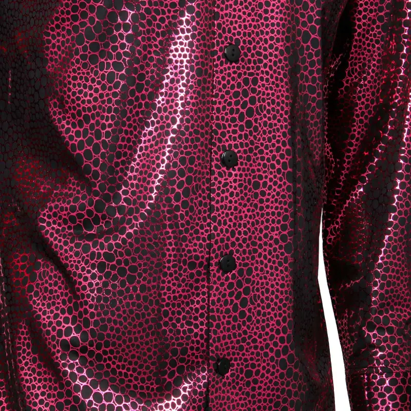 DORMUS 70s Disco SnakeSkin Shirt Men Printed Night Club Wear In Stock Takerlama