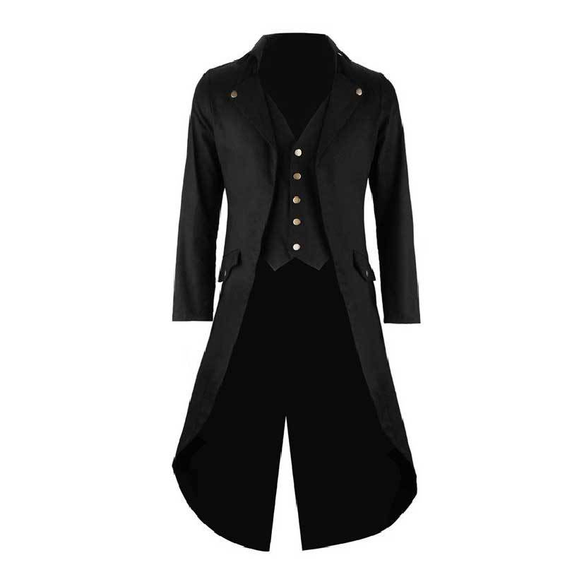 FLOWDREAM Men's Retro Gothic Steampunk Tailcoat Jacket Suit Halloween Costume