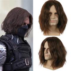 Captain America Civil War Winter Soldier Bucky Barnes Cosplay Wigs Toupee Hair
