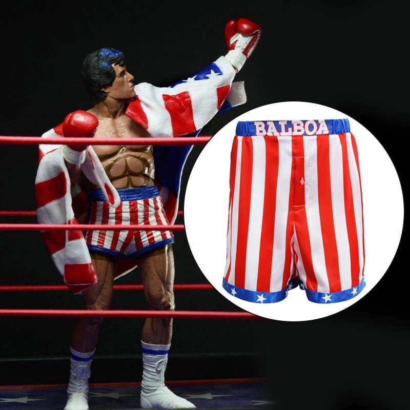 Rocky Balboa Cosplay Costume Robe and Shorts Apollo Movie Boxer American Flag Boxing In Stock Takerlama