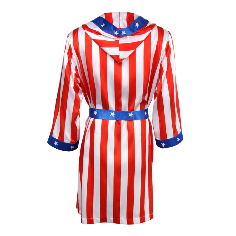 Rocky Balboa Apollo Movie Boxer American Flag Cosplay Bathrobe In Stock Takerlama