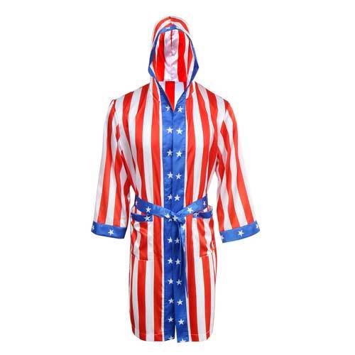 Rocky Balboa Apollo Movie Boxer American Flag Cosplay Bathrobe In Stock Takerlama