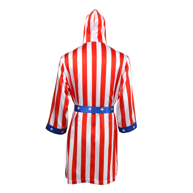 Rocky Balboa Apollo Movie Boxer American Flag Cosplay Bathrobe In Stock Takerlama