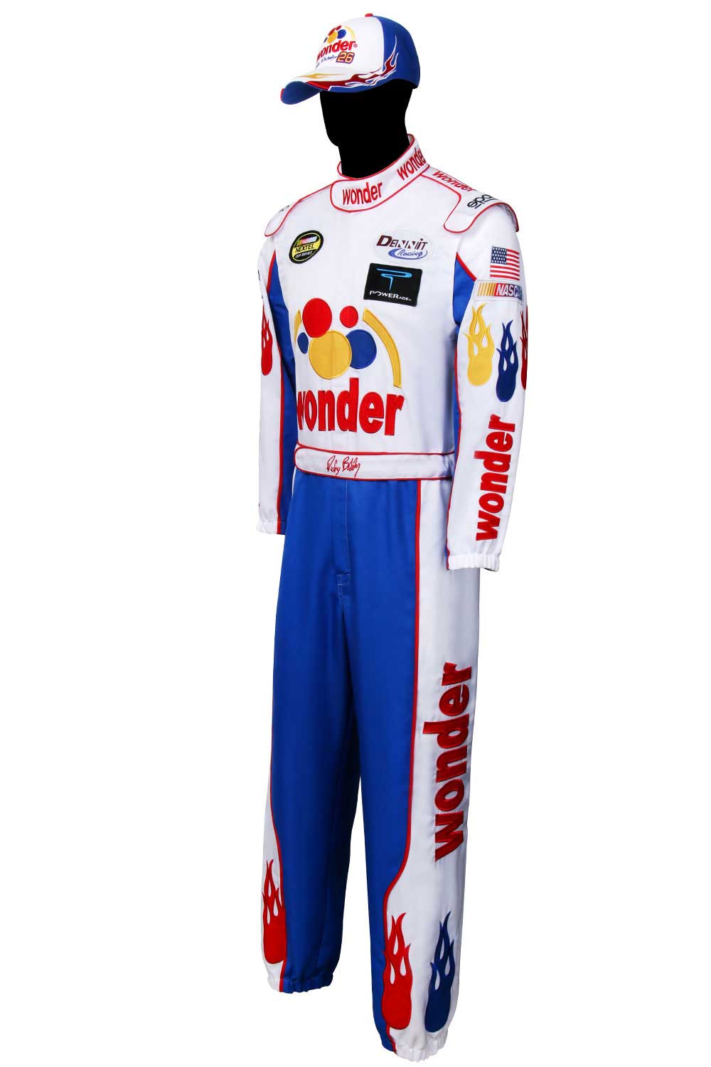 Ricky Bobby Nascar Halloween Cosplay Costume Talladega Nights The Ballad of Ricky Bobby Jumpsuit + Cap Full-Takerlama