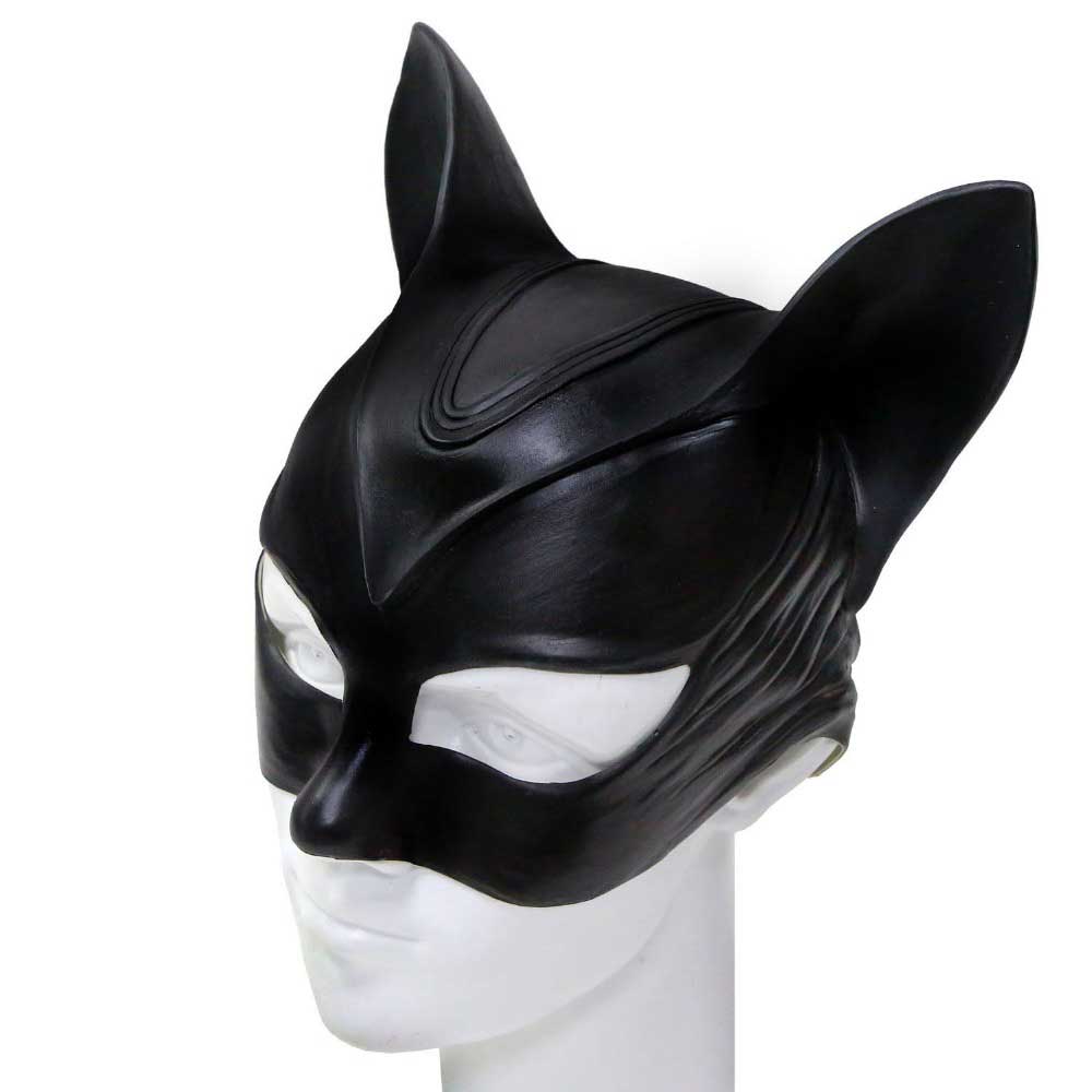 Takerlama Catwoman Mask Superhero Batman Cosplay Costume Black Half Face Latex Mask Helmet Fancy Adult Halloween Props