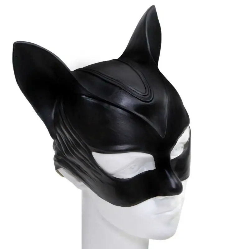 Latex DC Catwoman Half Face Mask Superhero Selina Kyle Batman Masquerade  Cosplay Props