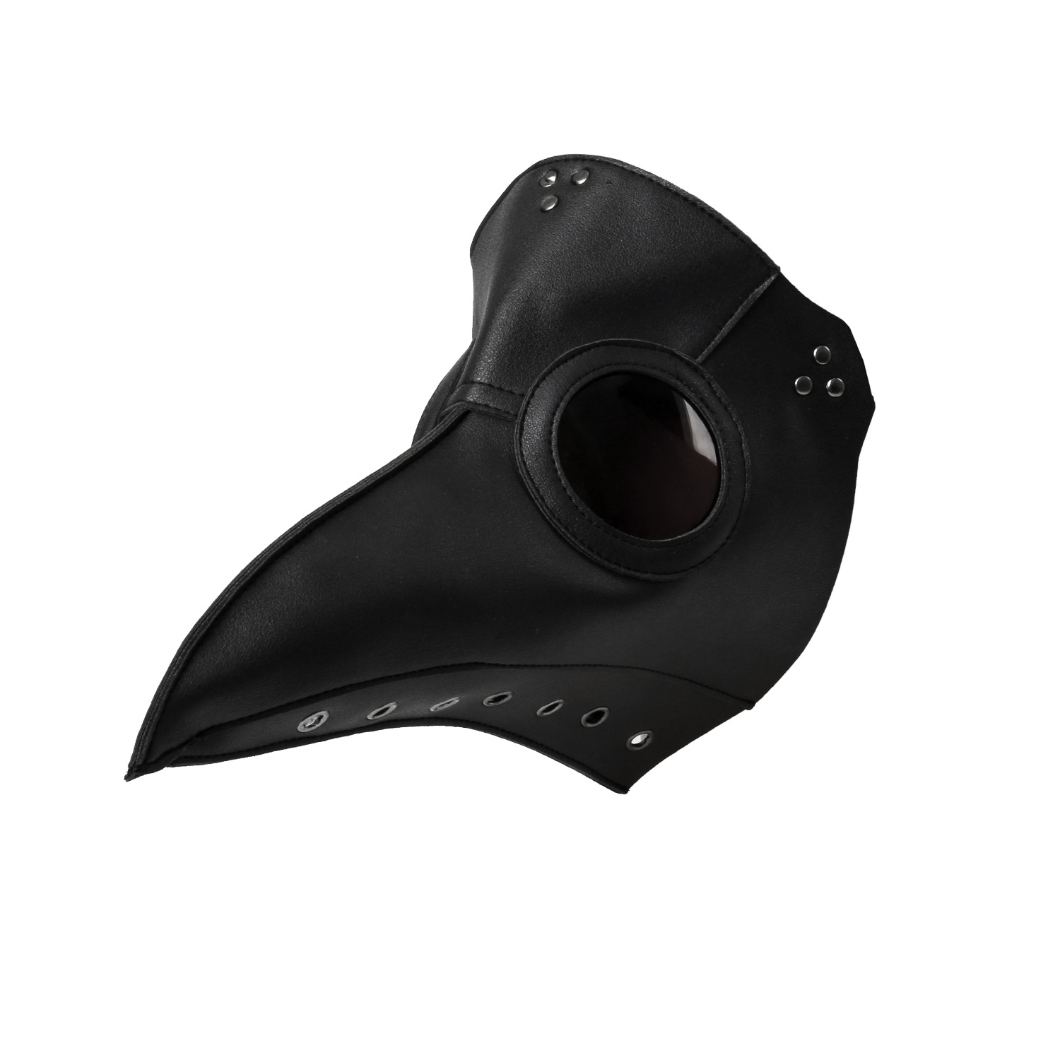 Deluxe Black Death Plague Doctor Birds Long Nose Beak Faux Leather Mask ​​​​​​​