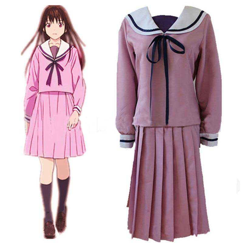 Anime Noragami Aragoto Iki Hiyori School Girl Uniform Cosplay Sailor Dress Halloween Costume for Women