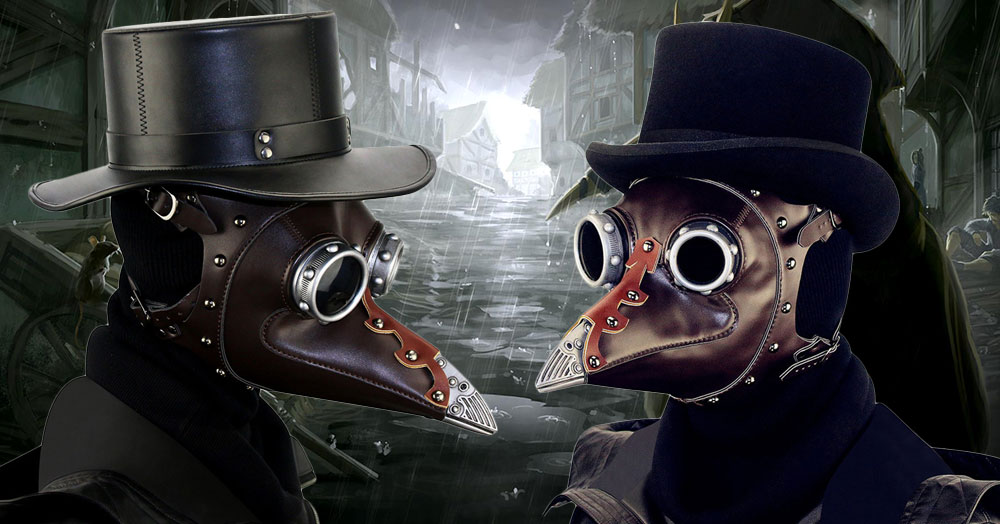 Medieval Steampunk Black Death Plague Doctor Bird Beak Mask For Retro Halloween Cosplay