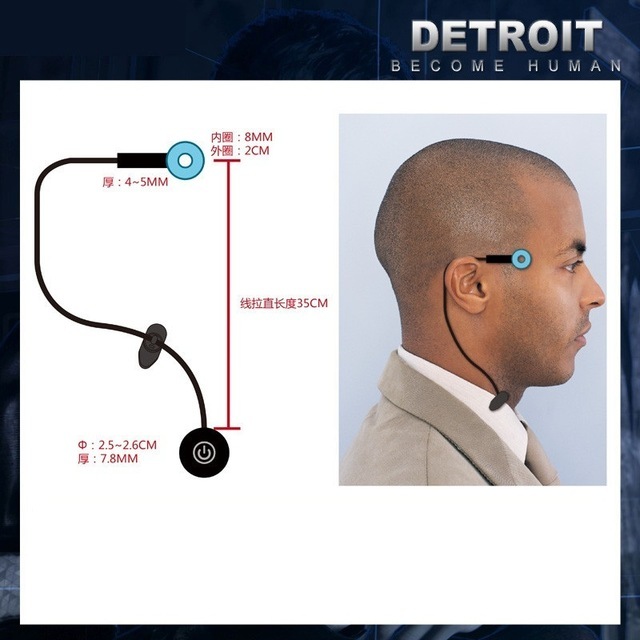 NOFONDA Detroit: Become Human Ring Circle Head LED Props Cosplay Connor RK800 Wireless Temple LED Light Kara State Scintillation Lamp (Ready To Ship)