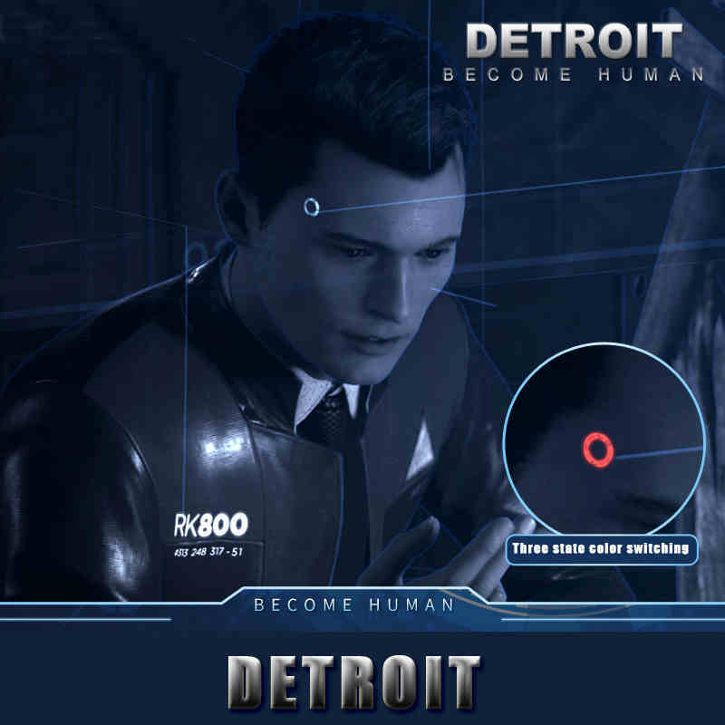 NOFONDA Detroit: Become Human Ring Circle Head LED Props Cosplay Connor RK800 Wireless Temple LED Light Kara State Scintillation Lamp (Ready To Ship)