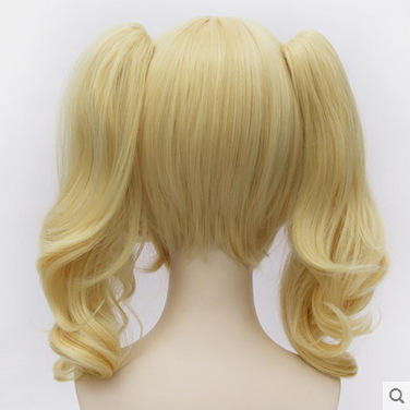 Movie Suicide Squad Harley Quinn Cosplay Blonde Synthetic Wig With Double Ponytail