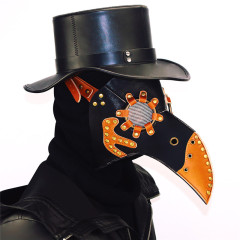 Steampunk Plague Bird Mask Doctor Mask Gold & Black PU Leather Bird Beak Mask