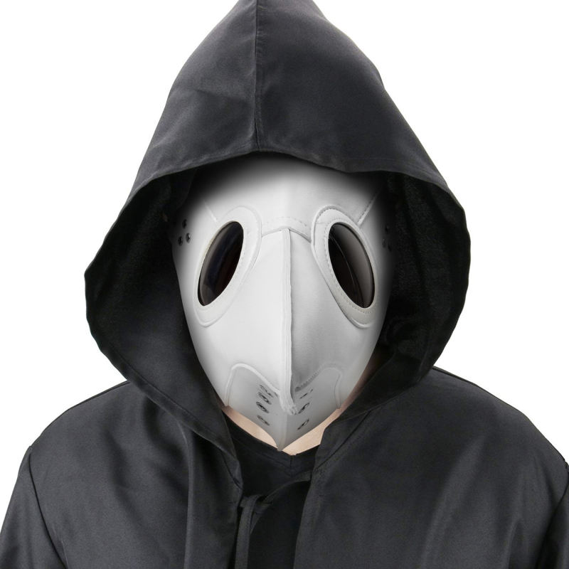 Black Death Plague Doctor Birds Long Nose Beak Faux Leather Face Mask Takerlama Cosplay