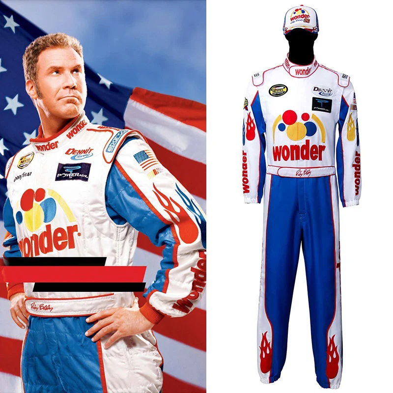 Deluxe Ricky Bobby Nascar Cosplay Costume Talladega Nights Wonder Bread Racing Apparel (Ready To Ship)