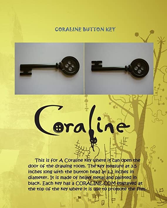 Takerlama Coraline & the Secret Door Black Button Key Skeleton Cosplay Props