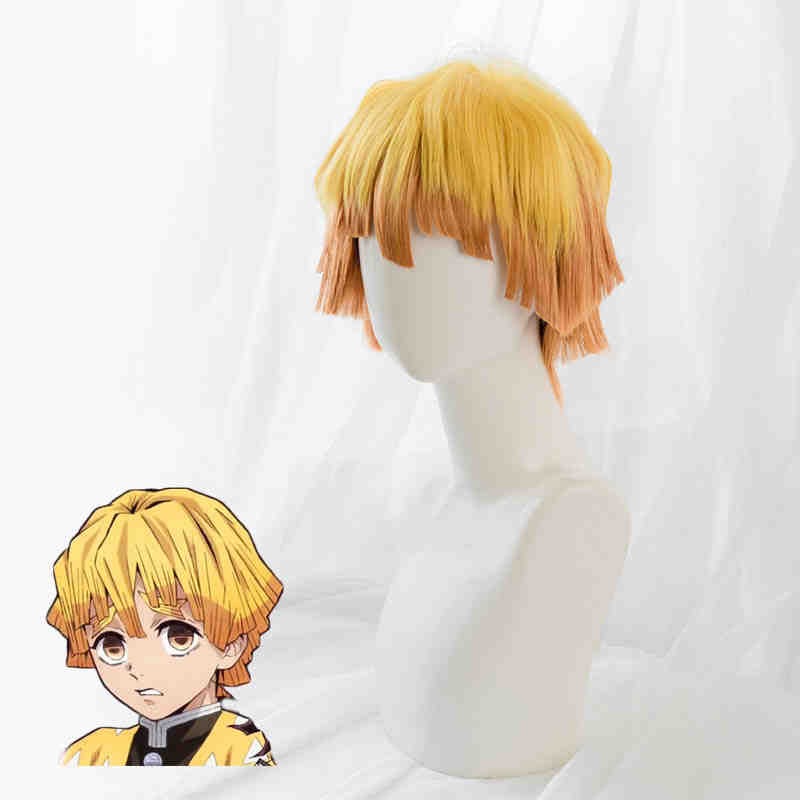 Zenitsu Agatsuma Short Synthetic Cospaly Wig Anime Demon Slayer Kimetsu no Yaiba