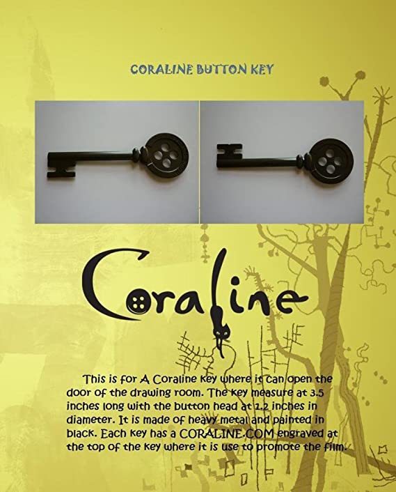 Takerlama Coraline &amp; the Secret Door Black Button Key Skeleton Cosplay Necklace