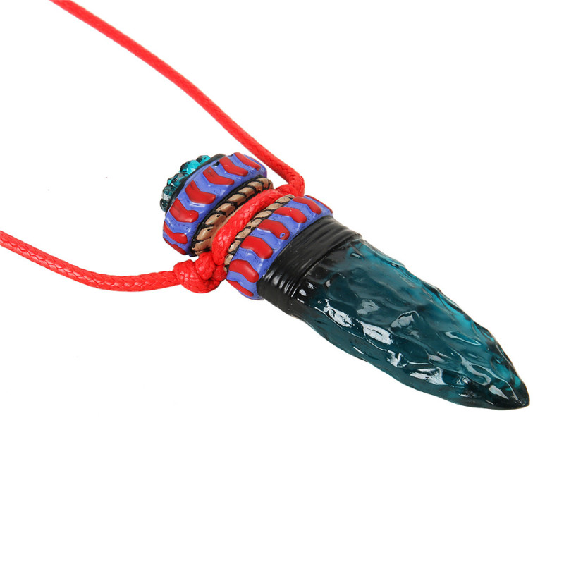 Princess Mononoke Hime Amulet Blue Wolf Fangs Crystal Necklace