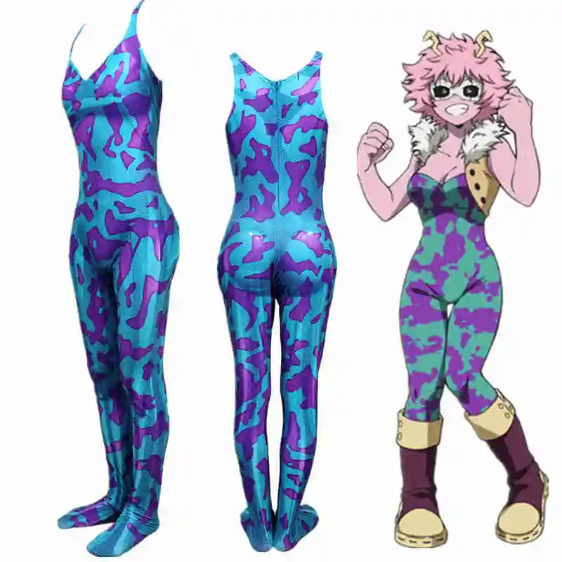 Anime My Hero Academia Mina Ashido Jumpsuit Kids Adult Cosplay Costume BNHA