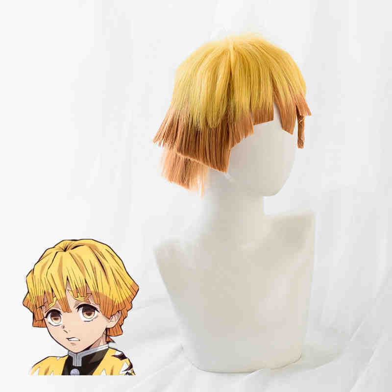 Zenitsu Agatsuma Short Synthetic Cospaly Wig Anime Demon Slayer Kimetsu no Yaiba