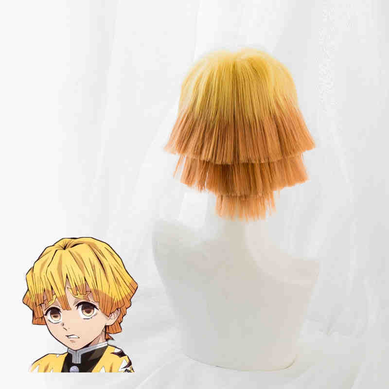 Zenitsu Agatsuma Short Synthetic Cospaly Wig Anime Demon Slayer Kimetsu no Yaiba